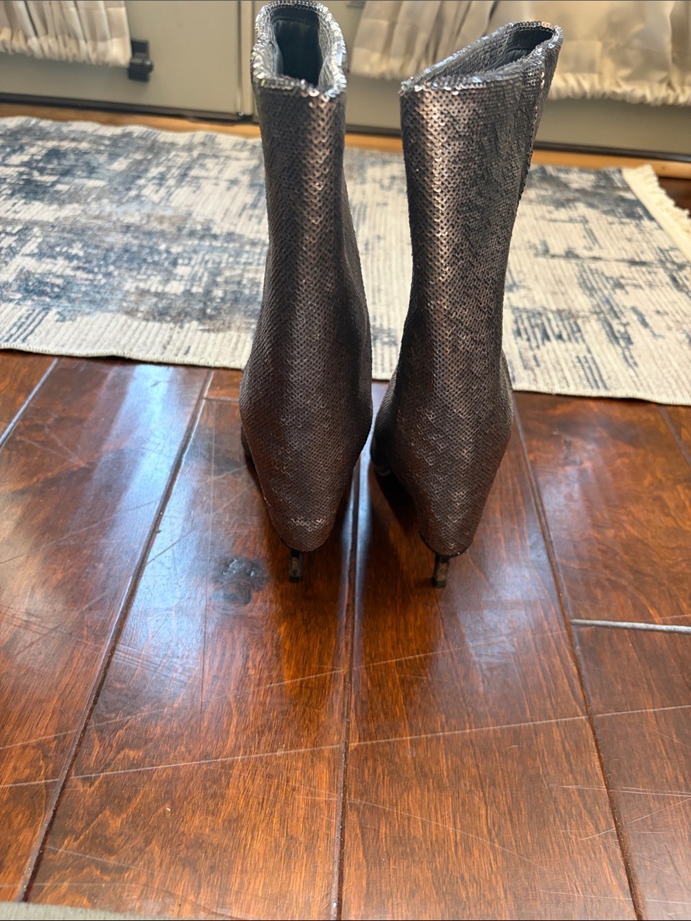 Balmain Metallic Black Pointed-Toe Ankle Boots - Women - Picture 4 of 8